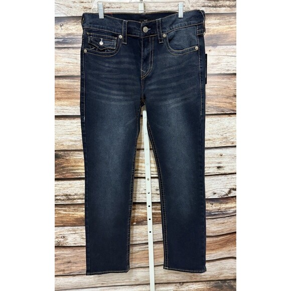 True Religion Men's RICKY BIG T FLAP STRAIGHT JEAN Dark Sultry Size 33x33.5 NWT